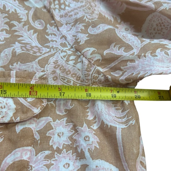 ROLLER RABBIT Amanda Print Tan & Pink Floral Linen 2 Piece Loungewear EUC $148 L - Picture 7 of 14